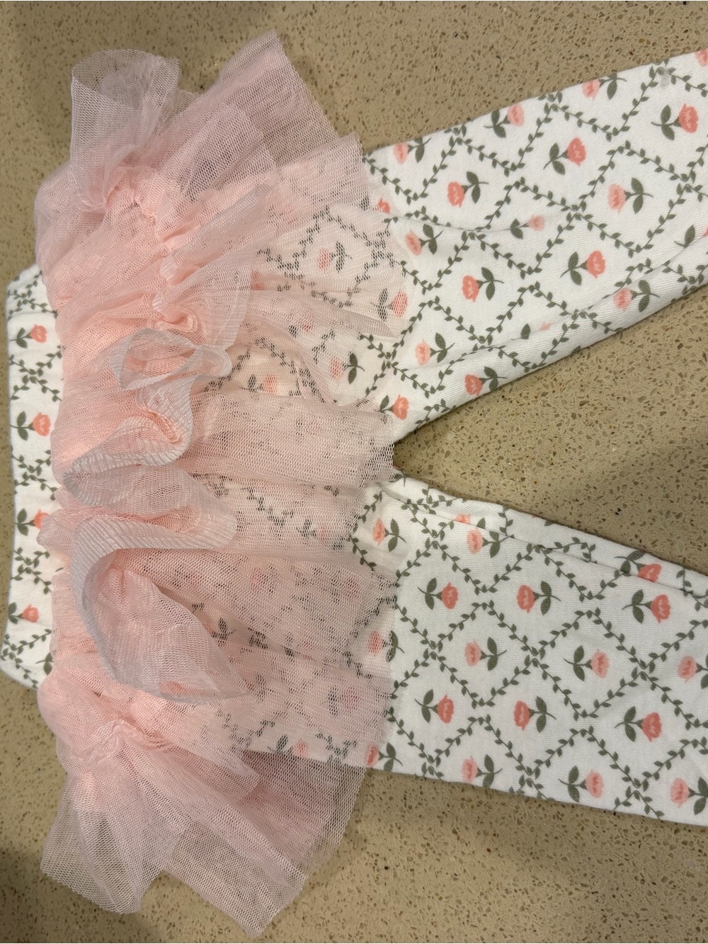Girls Pink Floral Ruffle Tulle Leggings - Kids Accessories